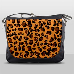 Orange Leopard Jaguar Dots Messenger Bag by ConteMonfrey