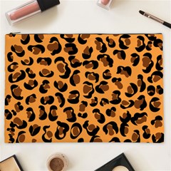 Orange Leopard Jaguar Dots Cosmetic Bag (xxl) by ConteMonfrey