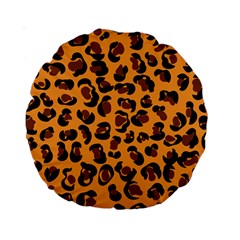 Orange Leopard Jaguar Dots Standard 15  Premium Round Cushions by ConteMonfrey