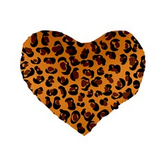 Orange Leopard Jaguar Dots Standard 16  Premium Heart Shape Cushions by ConteMonfrey