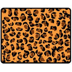 Orange Leopard Jaguar Dots Double Sided Fleece Blanket (medium)  by ConteMonfrey