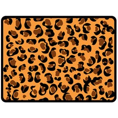 Orange Leopard Jaguar Dots Double Sided Fleece Blanket (large)  by ConteMonfrey