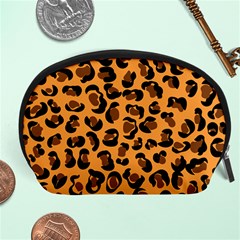 Orange Leopard Jaguar Dots Accessory Pouch (large) by ConteMonfrey