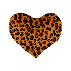 Orange Leopard Jaguar Dots Standard 16  Premium Flano Heart Shape Cushions by ConteMonfrey