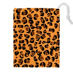 Orange Leopard Jaguar Dots Drawstring Pouch (4xl) by ConteMonfrey