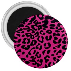 Leopard Print Jaguar Dots Pink Neon 3  Magnets by ConteMonfrey