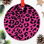 Leopard Print Jaguar dots pink neon Ornament (Round) Front