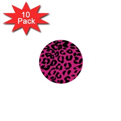 Leopard Print Jaguar Dots Pink Neon 1  Mini Buttons (10 Pack)  by ConteMonfrey