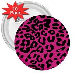 Leopard Print Jaguar Dots Pink Neon 3  Buttons (10 Pack)  by ConteMonfrey