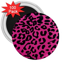 Leopard Print Jaguar Dots Pink Neon 3  Magnets (100 Pack) by ConteMonfrey