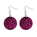 Leopard Print Jaguar dots pink neon Mini Button Earrings Front