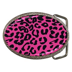 Leopard Print Jaguar Dots Pink Neon Belt Buckles by ConteMonfrey