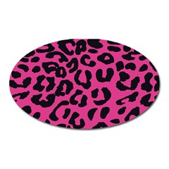 Leopard Print Jaguar Dots Pink Neon Oval Magnet by ConteMonfrey