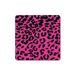 Leopard Print Jaguar Dots Pink Neon Square Magnet by ConteMonfrey