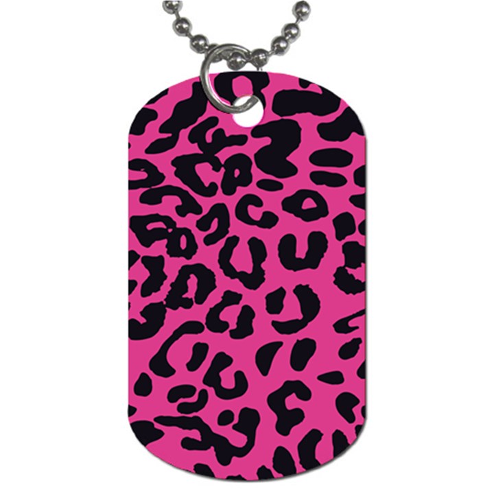 Leopard Print Jaguar dots pink neon Dog Tag (One Side)