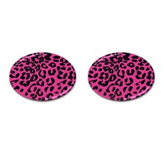 Leopard Print Jaguar Dots Pink Neon Cufflinks (oval) by ConteMonfrey