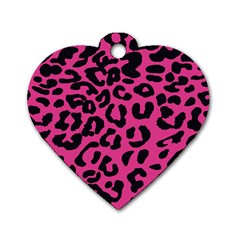 Leopard Print Jaguar Dots Pink Neon Dog Tag Heart (two Sides) by ConteMonfrey