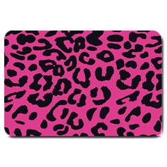 Leopard Print Jaguar Dots Pink Neon Large Doormat  by ConteMonfrey