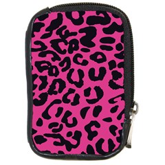 Leopard Print Jaguar Dots Pink Neon Compact Camera Leather Case by ConteMonfrey