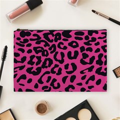 Leopard Print Jaguar Dots Pink Neon Cosmetic Bag (large) by ConteMonfrey