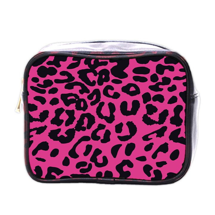 Leopard Print Jaguar dots pink neon Mini Toiletries Bag (One Side)