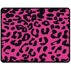 Leopard Print Jaguar Dots Pink Neon Fleece Blanket (medium)  by ConteMonfrey