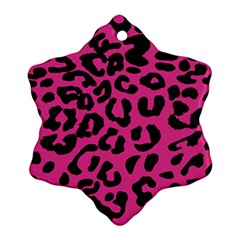 Leopard Print Jaguar Dots Pink Neon Snowflake Ornament (two Sides) by ConteMonfrey