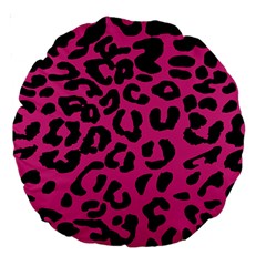 Leopard Print Jaguar Dots Pink Neon Large 18  Premium Round Cushions by ConteMonfrey