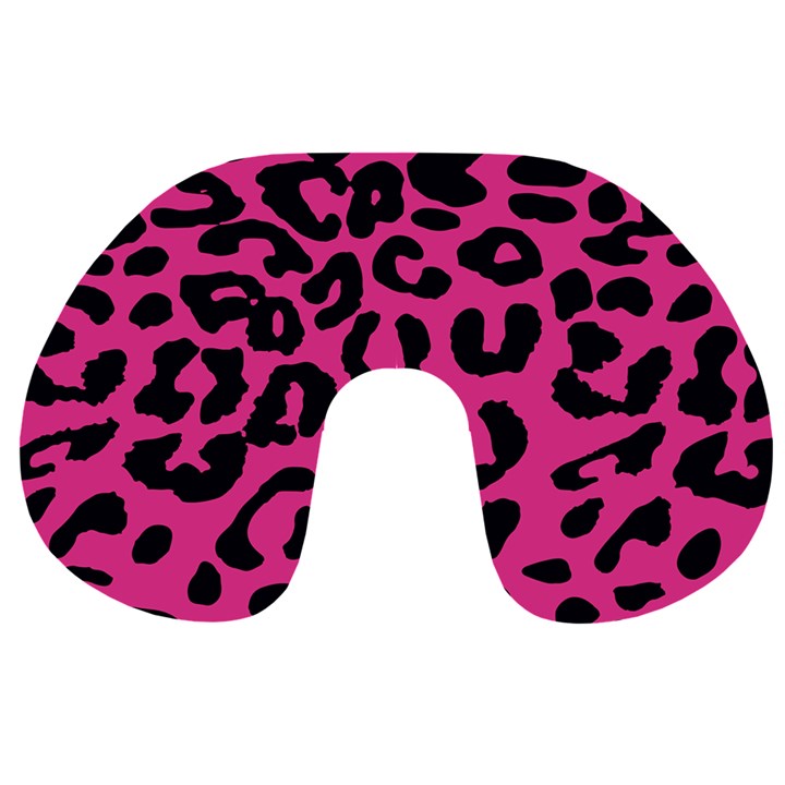 Leopard Print Jaguar dots pink neon Travel Neck Pillow