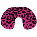 Leopard Print Jaguar dots pink neon Travel Neck Pillow Back