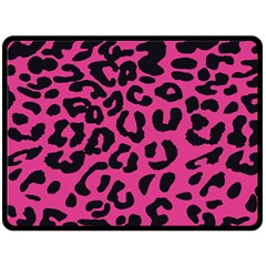 Leopard Print Jaguar Dots Pink Neon Double Sided Fleece Blanket (large)  by ConteMonfrey