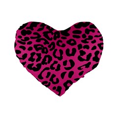 Leopard Print Jaguar Dots Pink Neon Standard 16  Premium Flano Heart Shape Cushions by ConteMonfrey