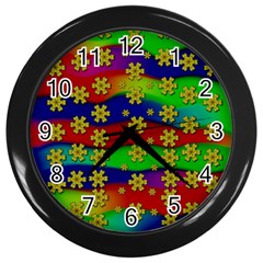 Blooming Stars On The Rainbow So Rare Wall Clock (black) by pepitasart