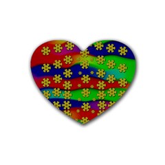 Blooming Stars On The Rainbow So Rare Rubber Coaster (heart) by pepitasart