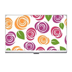 Colorful Seamless Floral, Flowers Pattern Wallpaper Background Business Card Holder by Amaryn4rt