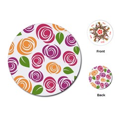 Colorful Seamless Floral, Flowers Pattern Wallpaper Background Playing Cards Single Design (round)