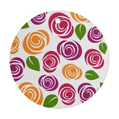 Colorful Seamless Floral, Flowers Pattern Wallpaper Background Round Ornament (two Sides) by Amaryn4rt