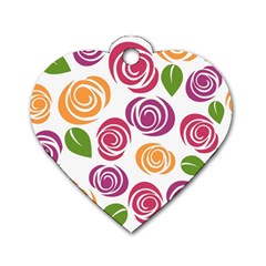 Colorful Seamless Floral, Flowers Pattern Wallpaper Background Dog Tag Heart (two Sides) by Amaryn4rt