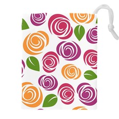 Colorful Seamless Floral, Flowers Pattern Wallpaper Background Drawstring Pouch (5xl) by Amaryn4rt