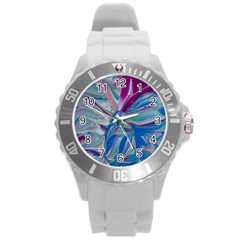 The Painted Shell Round Plastic Sport Watch (l) by kaleidomarblingart