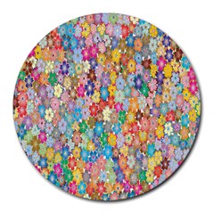 Floral Flowers Round Mousepads by artworkshop