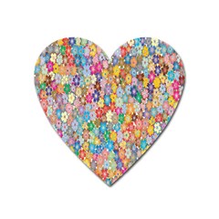 Floral Flowers Heart Magnet by artworkshop