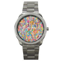 Floral Flowers Sport Metal Watch by artworkshop