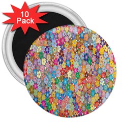 Floral Flowers 3  Magnets (10 Pack)  by artworkshop