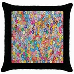 Floral Flowers Throw Pillow Case (Black) Front