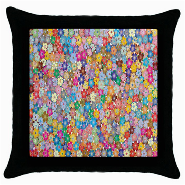 Floral Flowers Throw Pillow Case (Black)