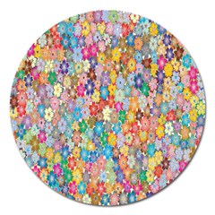 Floral Flowers Magnet 5  (round) by artworkshop