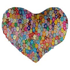 Floral Flowers Large 19  Premium Flano Heart Shape Cushions by artworkshop