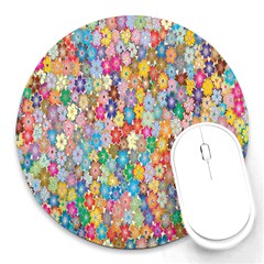 Floral Flowers Round Mousepads by artworkshop