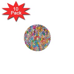 Floral Flowers 1  Mini Buttons (10 Pack)  by artworkshop